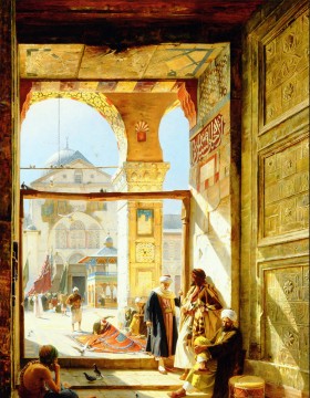 Gustav Bauernfeind Painting - The Gate of the Great Umayyad Mosque Damascus Gustav Bauernfeind Orientalist